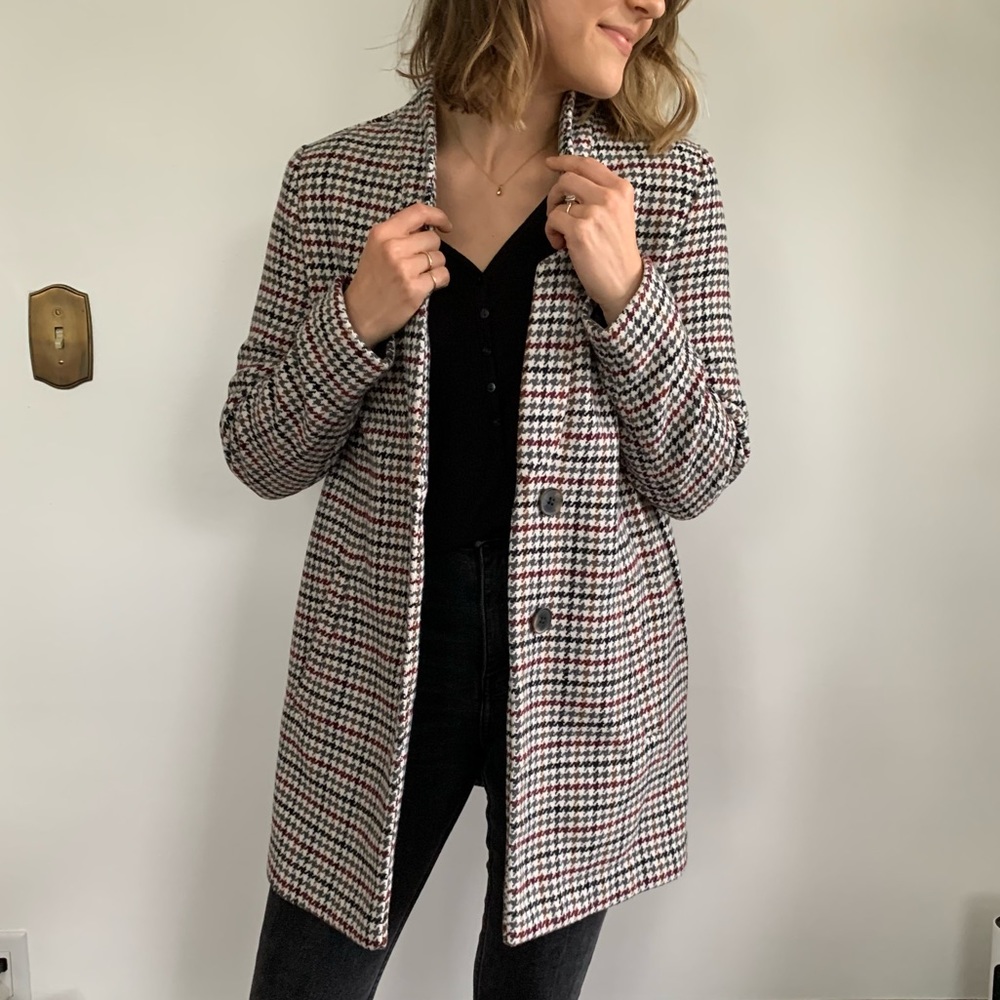 Old Navy Houndstooth Longline Coat Shacket Blazer